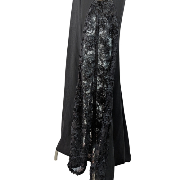 Betsy & Adam Soutache Formal Gown Full Length Lace V-Neck Thin Strap Black 2 NWT - Picture 11 of 14